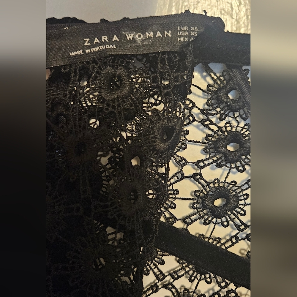 Zara Black Mini Dress with Lace Overlay - Picture 6 of 6